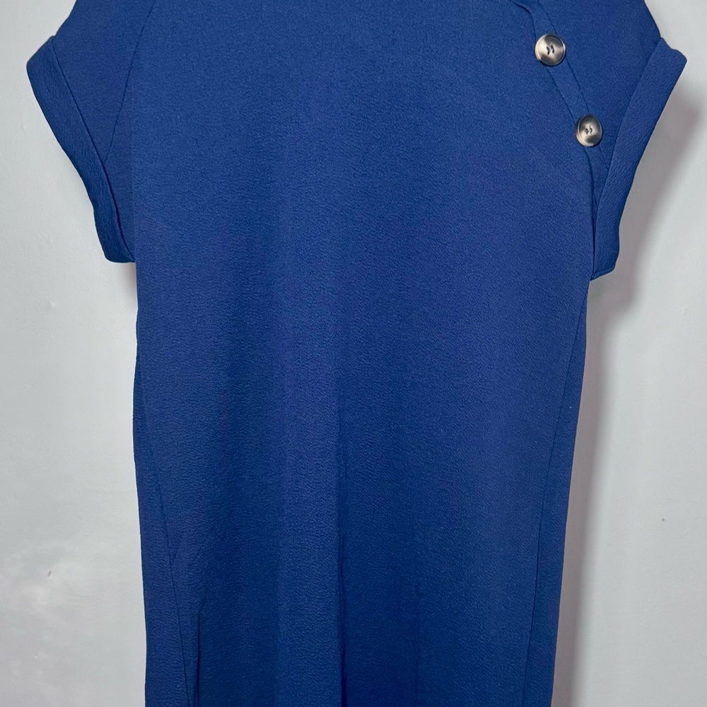Blue Button-Detail Women's Dress